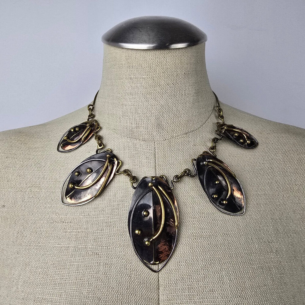 Vintage Metal Brutalist Necklace Handcrafted Necklace